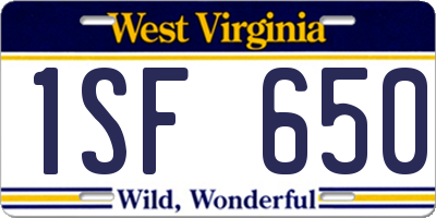 WV license plate 1SF650