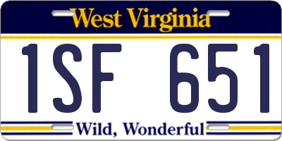 WV license plate 1SF651