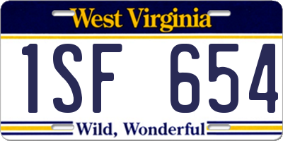 WV license plate 1SF654