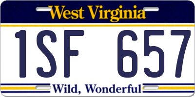 WV license plate 1SF657