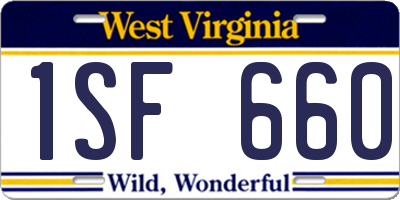 WV license plate 1SF660