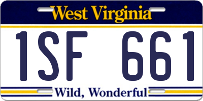 WV license plate 1SF661