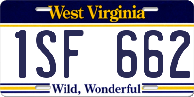 WV license plate 1SF662