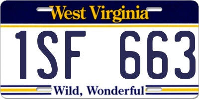 WV license plate 1SF663