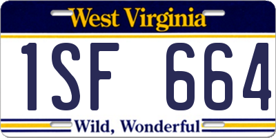 WV license plate 1SF664