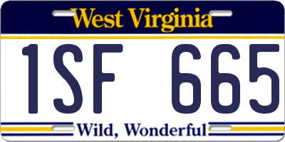 WV license plate 1SF665