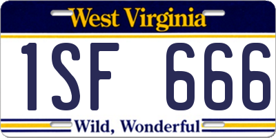 WV license plate 1SF666