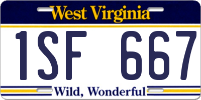 WV license plate 1SF667