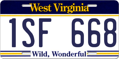 WV license plate 1SF668