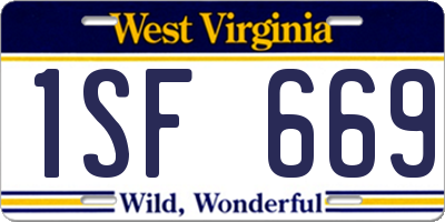 WV license plate 1SF669