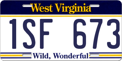 WV license plate 1SF673