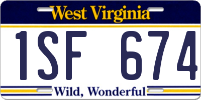 WV license plate 1SF674