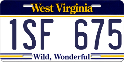 WV license plate 1SF675