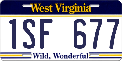 WV license plate 1SF677