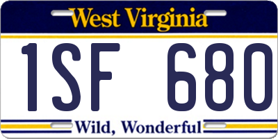 WV license plate 1SF680