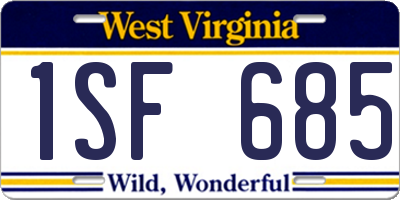 WV license plate 1SF685