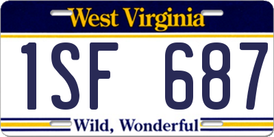 WV license plate 1SF687