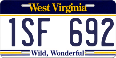 WV license plate 1SF692
