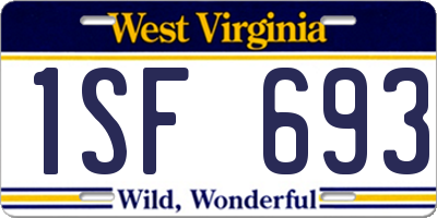 WV license plate 1SF693