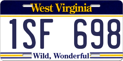 WV license plate 1SF698