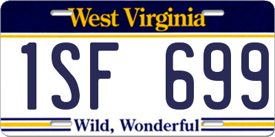 WV license plate 1SF699