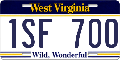 WV license plate 1SF700