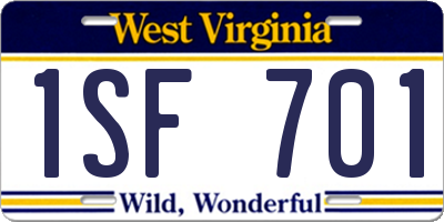 WV license plate 1SF701