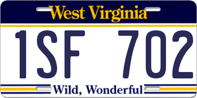 WV license plate 1SF702