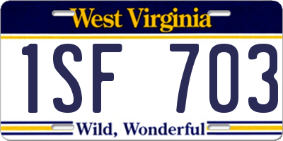 WV license plate 1SF703
