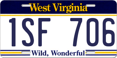 WV license plate 1SF706