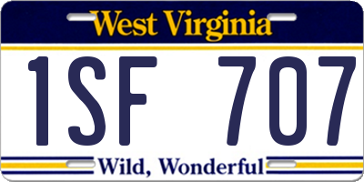 WV license plate 1SF707