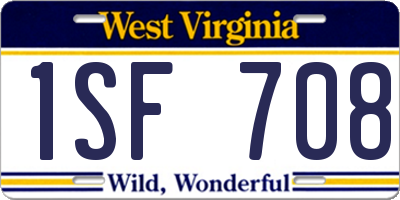 WV license plate 1SF708