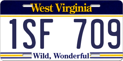 WV license plate 1SF709