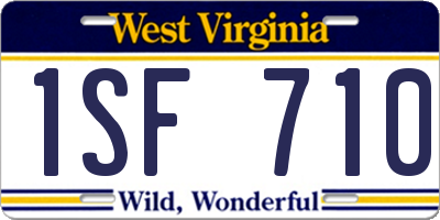 WV license plate 1SF710
