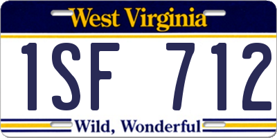 WV license plate 1SF712