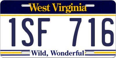 WV license plate 1SF716