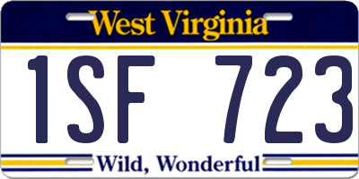 WV license plate 1SF723