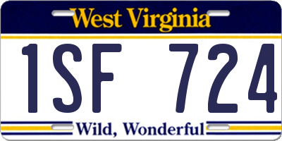 WV license plate 1SF724