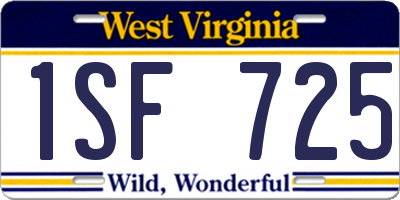 WV license plate 1SF725