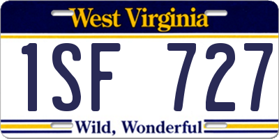 WV license plate 1SF727