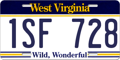 WV license plate 1SF728