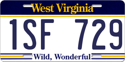 WV license plate 1SF729