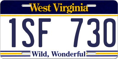 WV license plate 1SF730