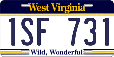 WV license plate 1SF731