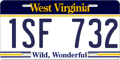 WV license plate 1SF732