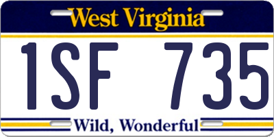 WV license plate 1SF735