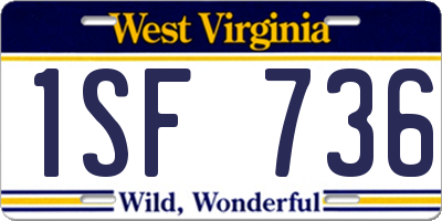 WV license plate 1SF736