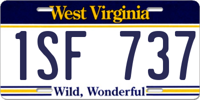WV license plate 1SF737