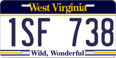 WV license plate 1SF738