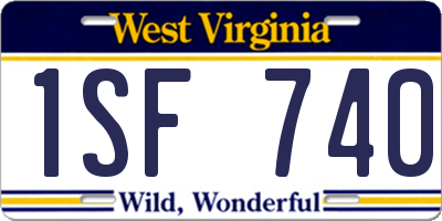 WV license plate 1SF740